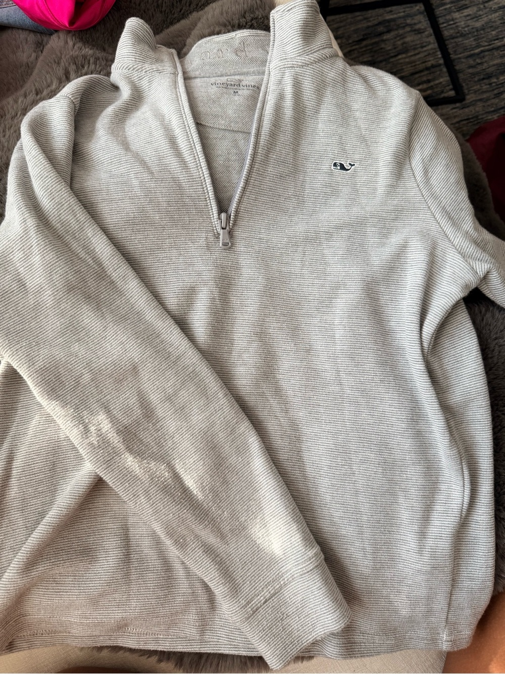 Vineyard Vines Girl’s Quarter-Zip Sweater - Light Grey